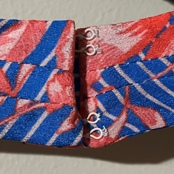 Belle Badgley Mischka Delilah Halter Dress Floral Coral and Blue Size 12 - Picture 14 of 14